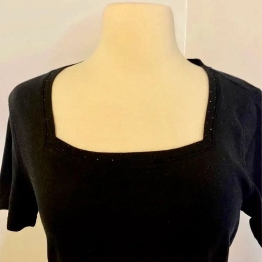 Bobbie Brooks Square Rhinestone Neckline Top - Picture 2 of 6